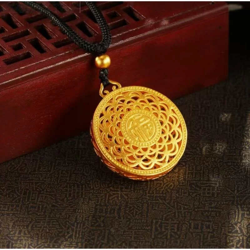 铜合金项链 铜合金项链 双面镂空八宝罗盘男女同款023