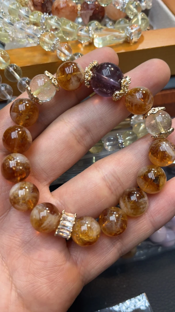 巴西暴力黄水晶玻利维亚手串A190