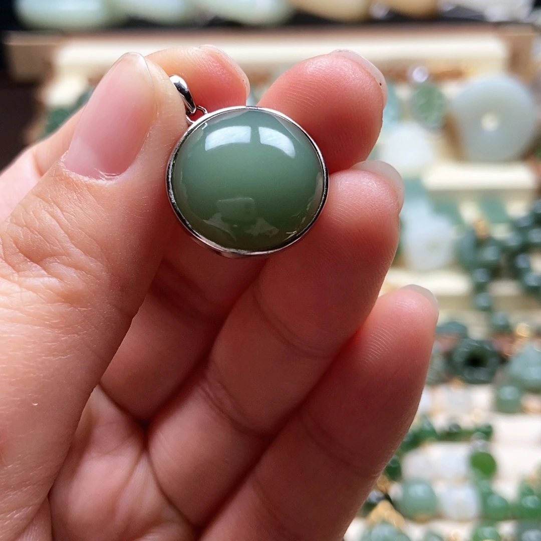 吊坠(不含链)银S925镶嵌和田玉