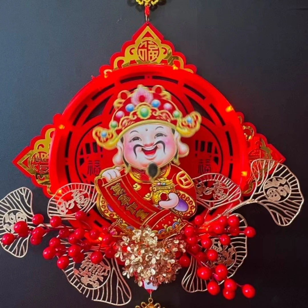 2026马年新款发光电动摇头财神越南文挂件春节新年客厅玄关挂饰