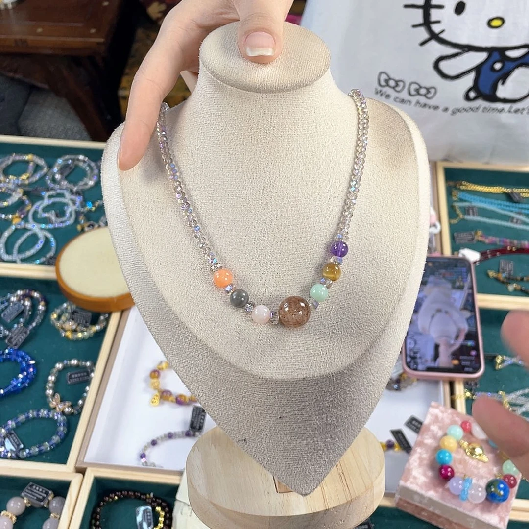 水晶手链银S925镀金镶嵌