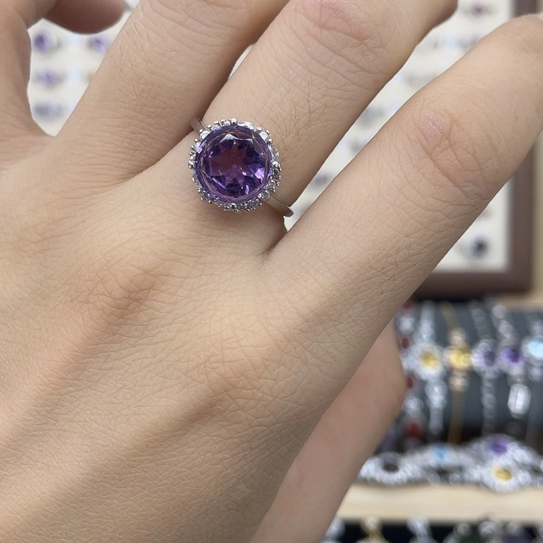 戒指紫晶银S925镶嵌