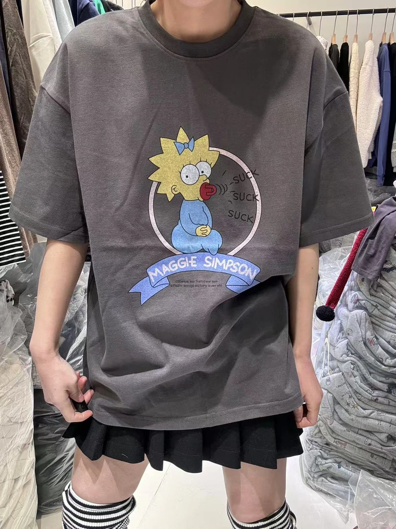 韩版卡通字母奶嘴T恤