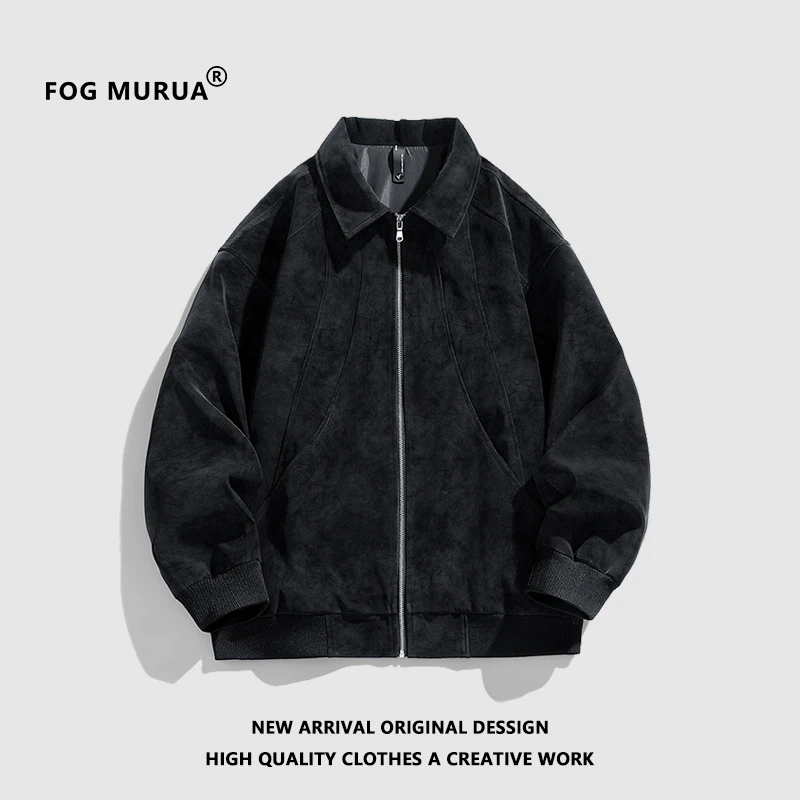 FOG MURUA2025春季美式免洗做旧皮衣外套翻领情侣款解构复古夹克