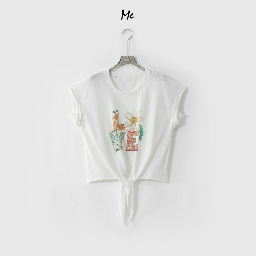 ME【L小雏菊的爱】减龄少女感艺术印花显瘦时尚百搭休闲T恤MESS6013
