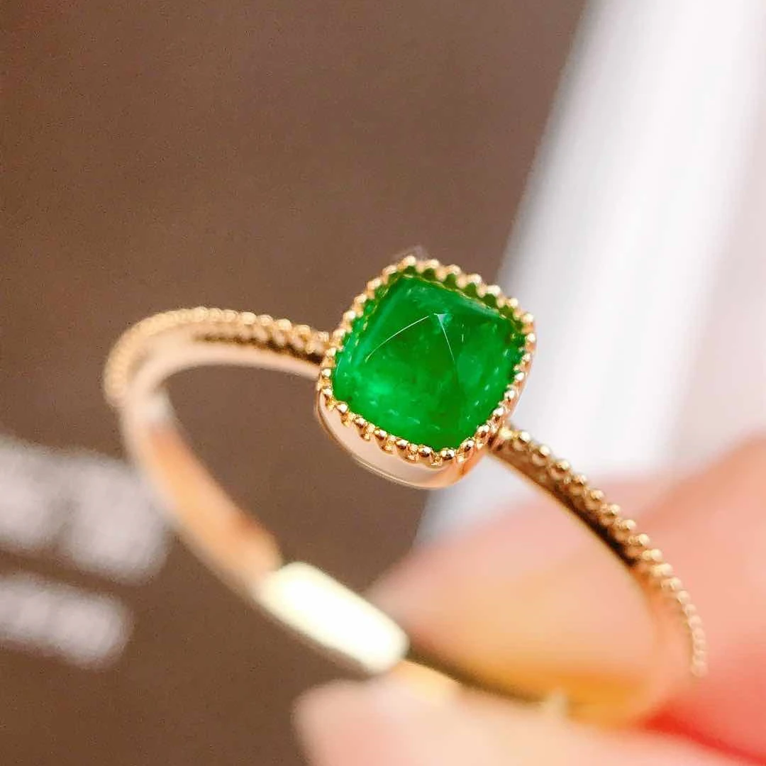 祖母绿戒指/0.45ct天然阿富汗祖母绿18K金附证#GA