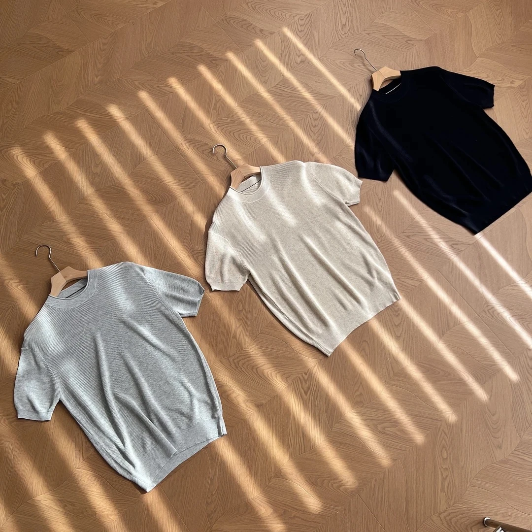 【耿jojo专属】BC同款天爽亚麻半英式螺纹领纯色圆领针织衫