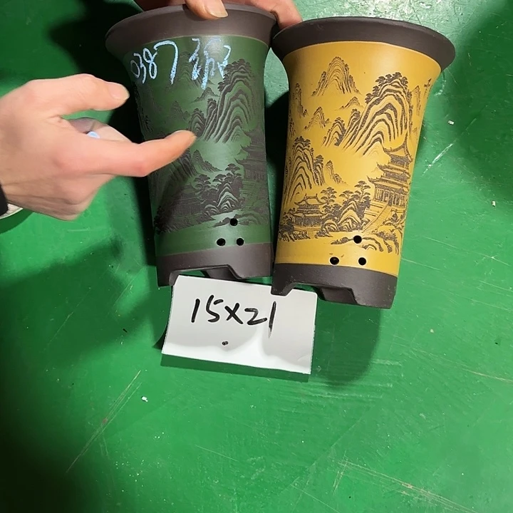 钱***三紫砂花盆微瑕小号