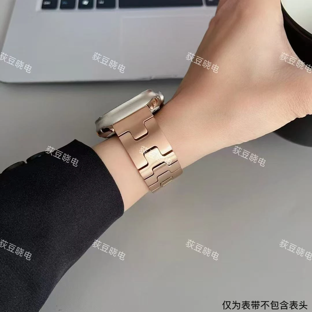 适用多款智能手表的精钢手表带H通用38-49mm新款精钢手表带