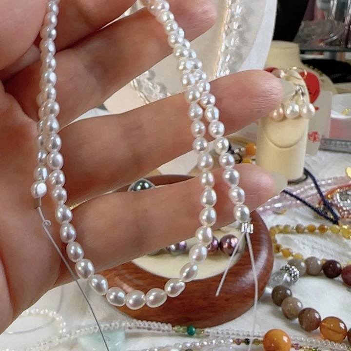 未镶嵌淡水珍珠3.6极光炫彩米珠有纹