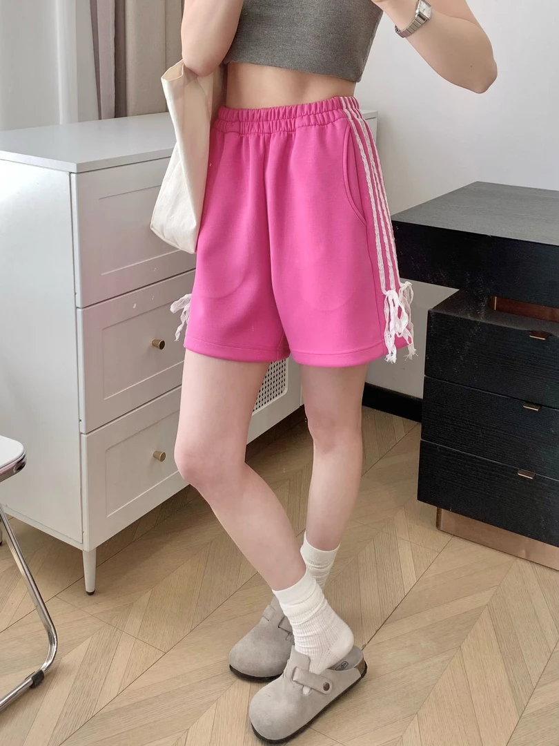 程程甄选-「韩代织带」 织带蝴蝶结百搭运动休闲裤短裤8175