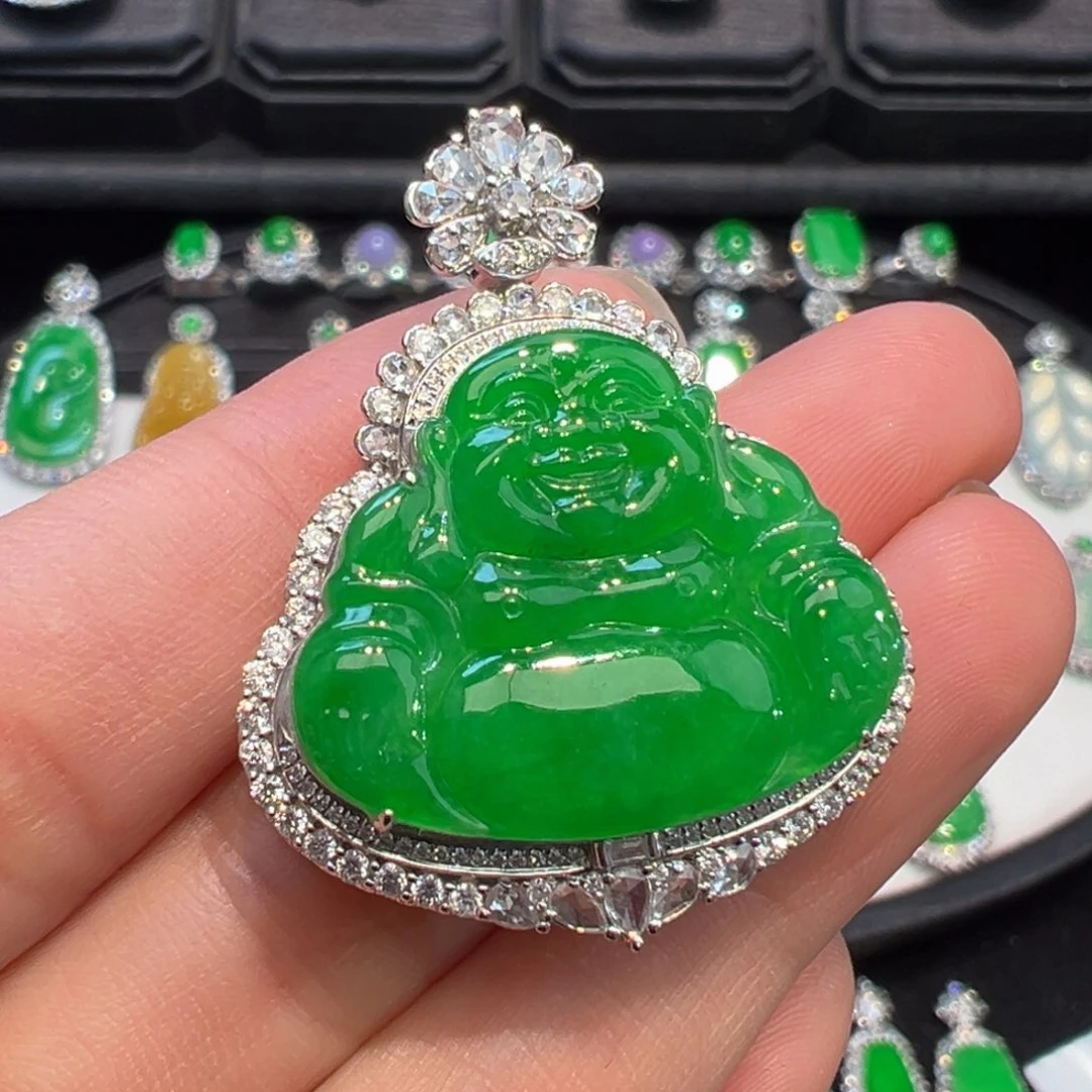 翡翠吊坠(不含链)18K金镶嵌c*s收到货48小时鉴赏期