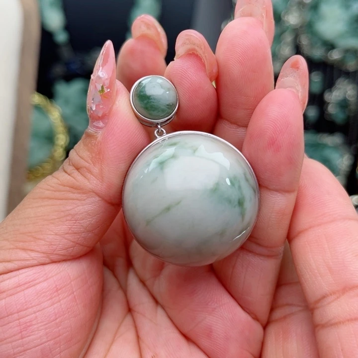 ****透闪石-蛇纹石玉银S925镶嵌颈饰