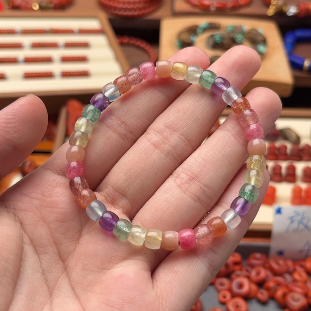 最***仔水晶手链未镶嵌14彩虹手串