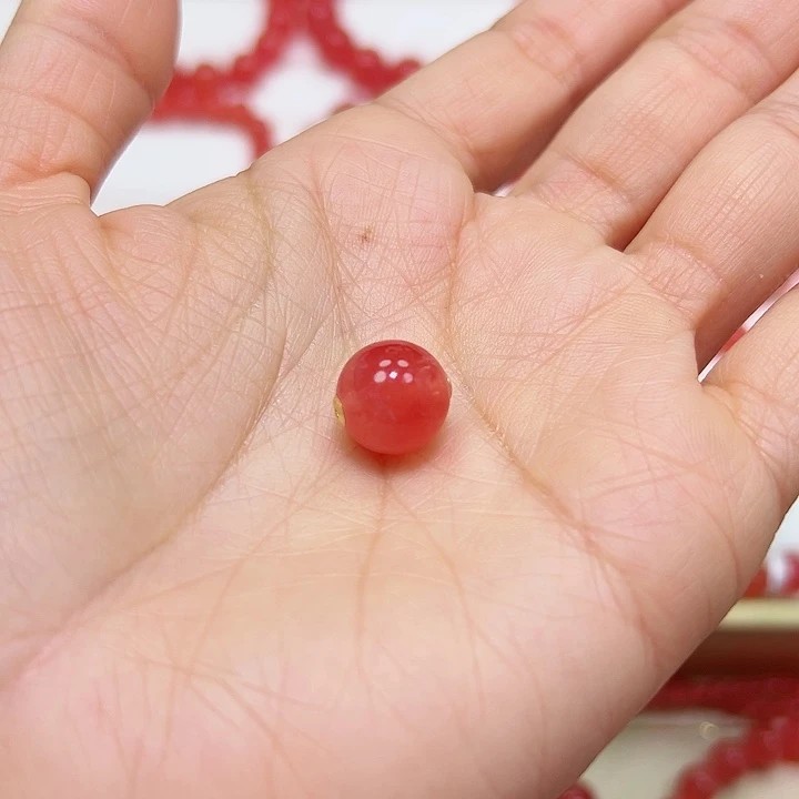 菱锰矿（红纹石）吊坠(赠链)18K金镶嵌是***～