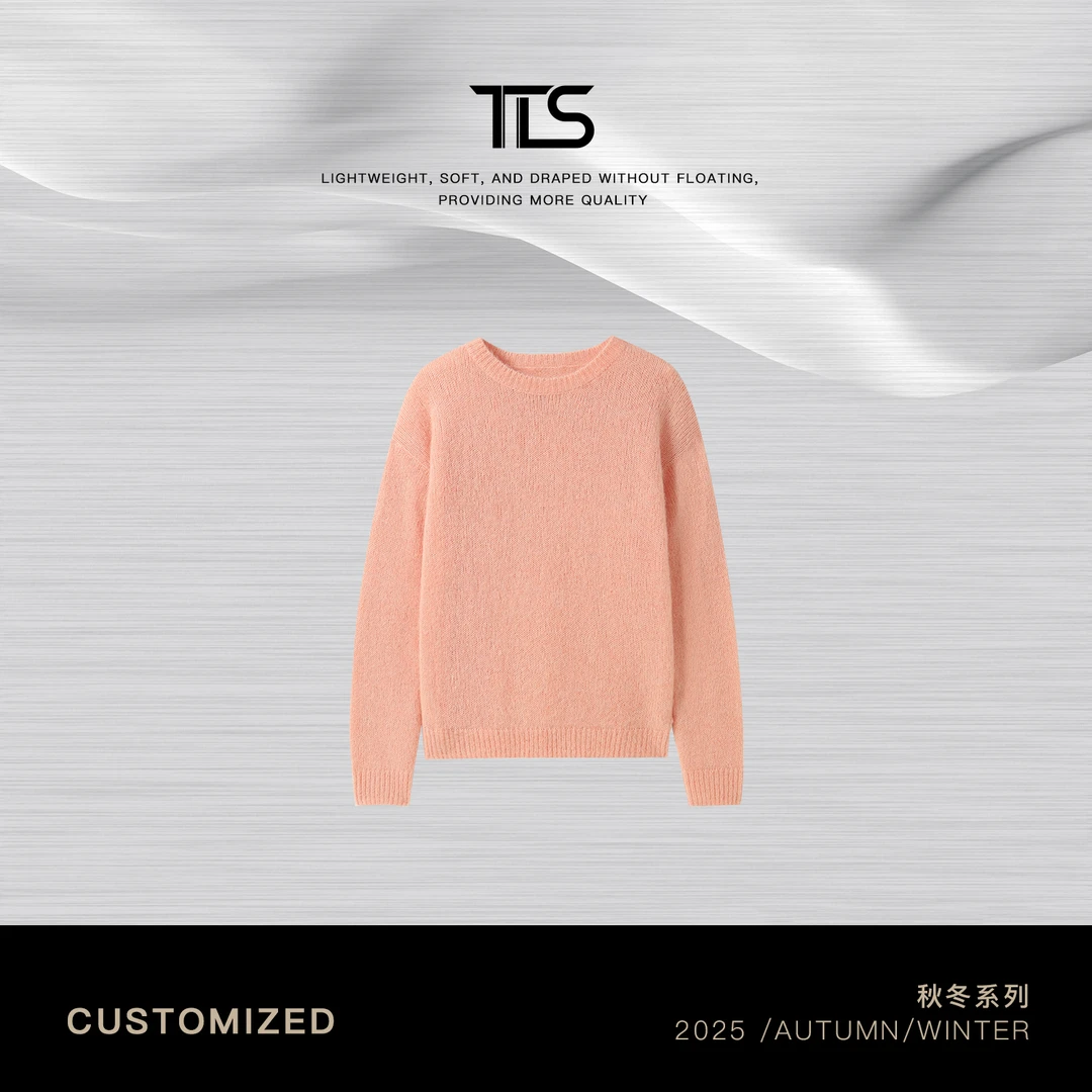 TT【桃桃乌龙】阿尔巴卡羊驼毛极简经典软糯圆领针织套头毛衣MY5124