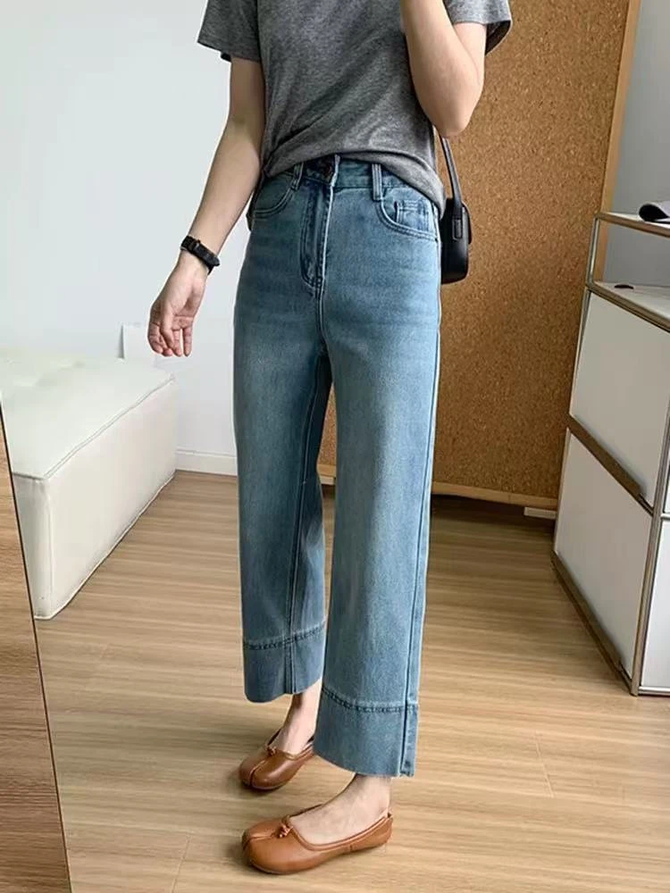 韩版修身显瘦九分法棍牛仔裤3107