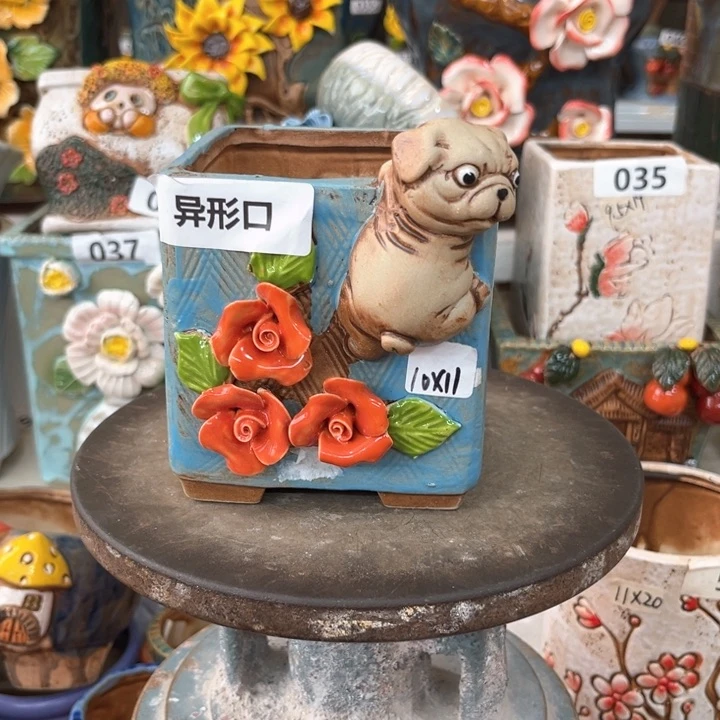 紫砂花盆粗陶材质多肉花盆