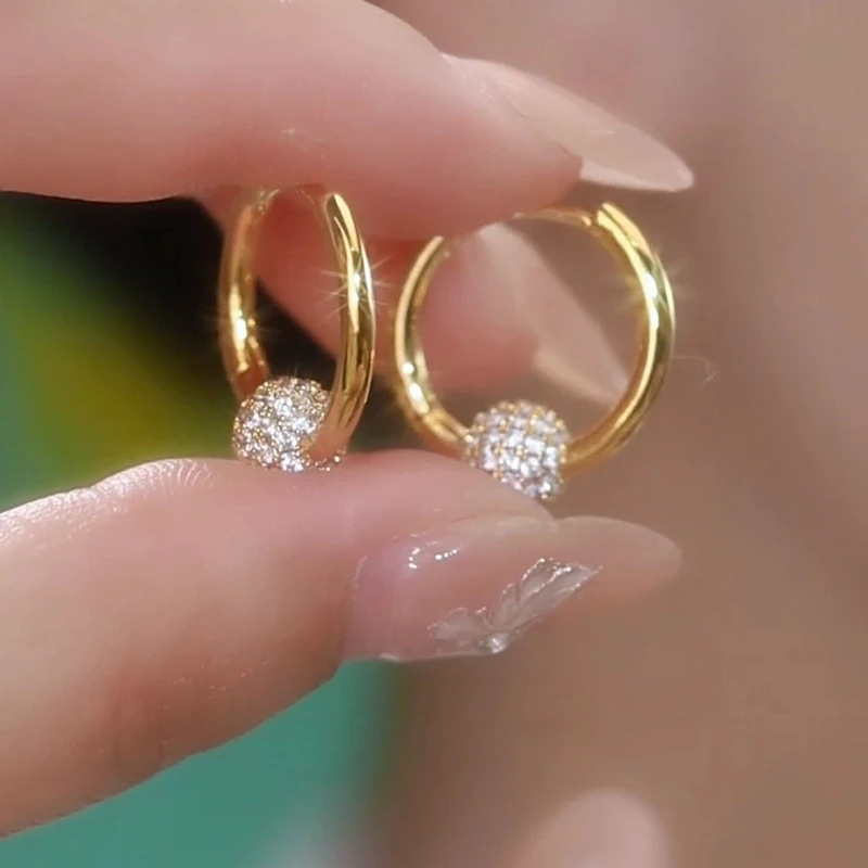 时尚女士精致耳饰 【小星球】2025新款简约经典镶嵌圈圈耳环