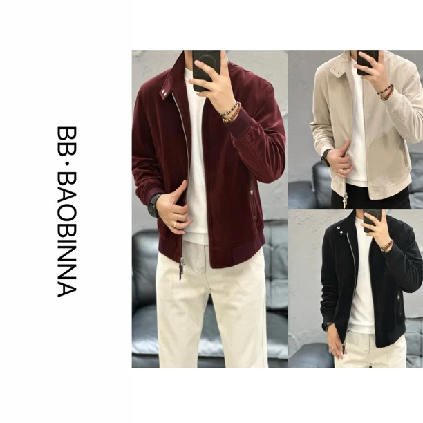 小野· 男装 |立领男拼接青春活力复古秋季纯色百搭夹克6659