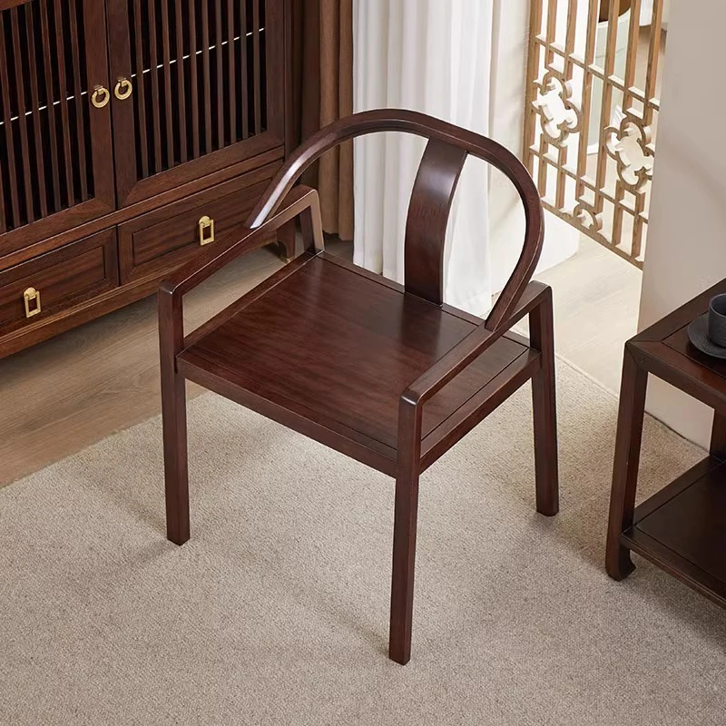 安庭新中式乌金木圈椅实木围椅扶手椅休闲椅茶椅设计创意优雅圈椅