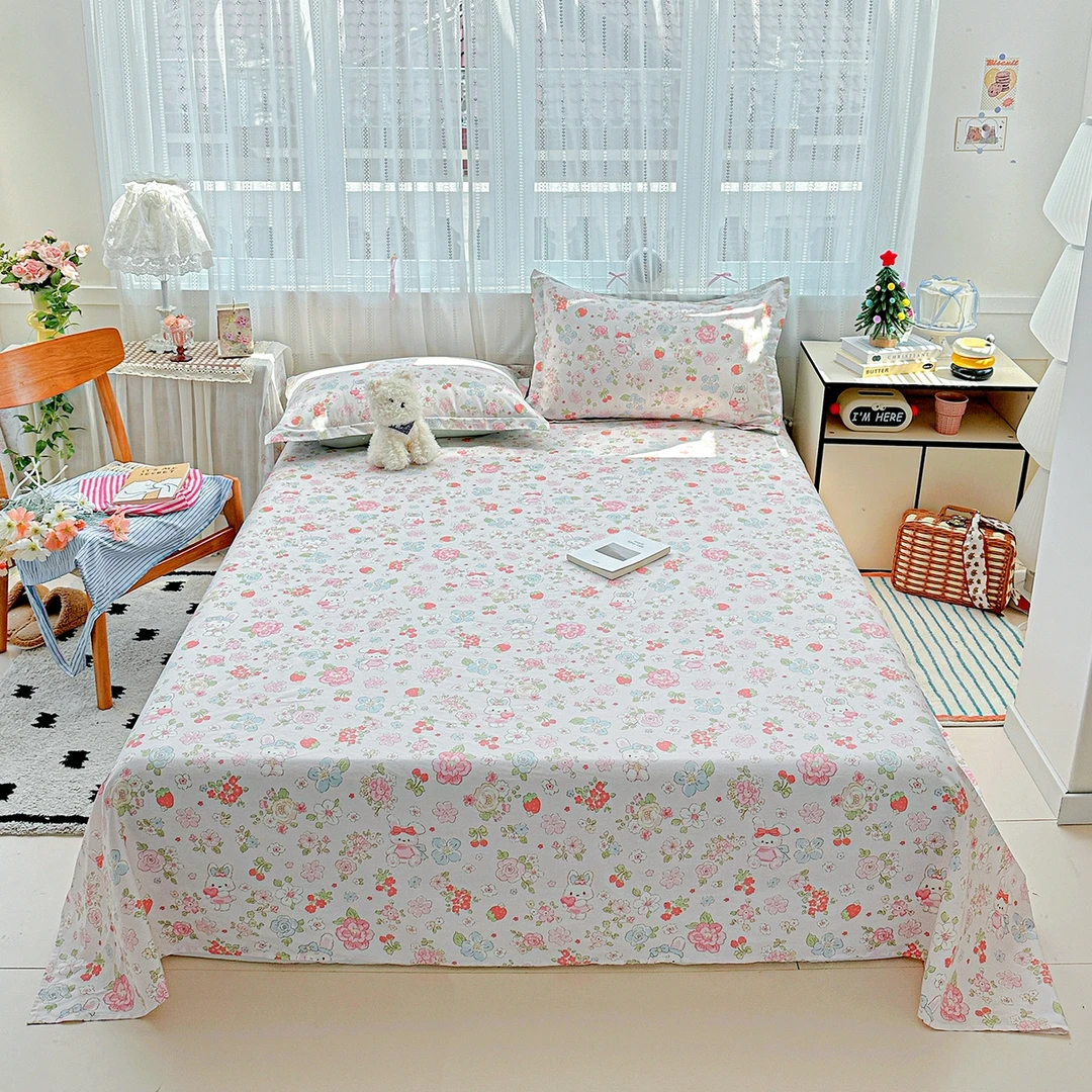 【单床单】全棉纯棉新疆棉小清新印花款直角单床单
