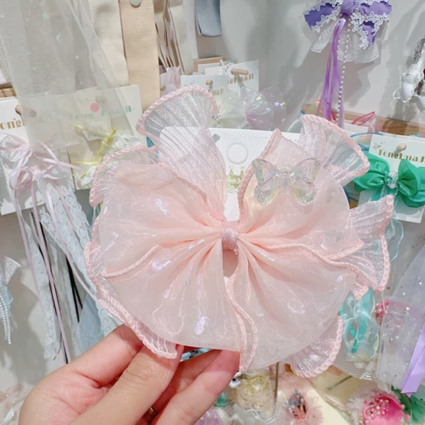 A020-粉色蝴蝶结压夹【满15包邮发货】可爱仙女儿童发饰