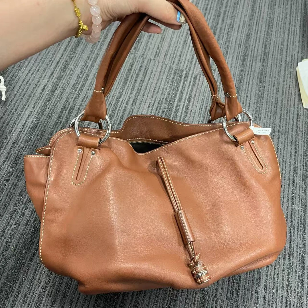 95新 思琳 赛琳棕色挂坠单间包/非真假不退补不换