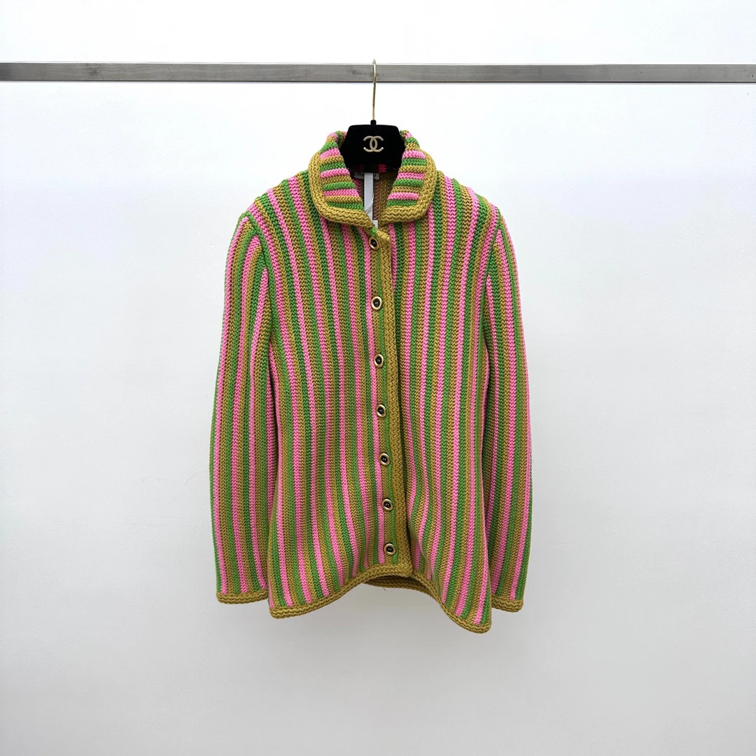 99新 MIU MIU/缪缪 拼色针织外套 38码01312