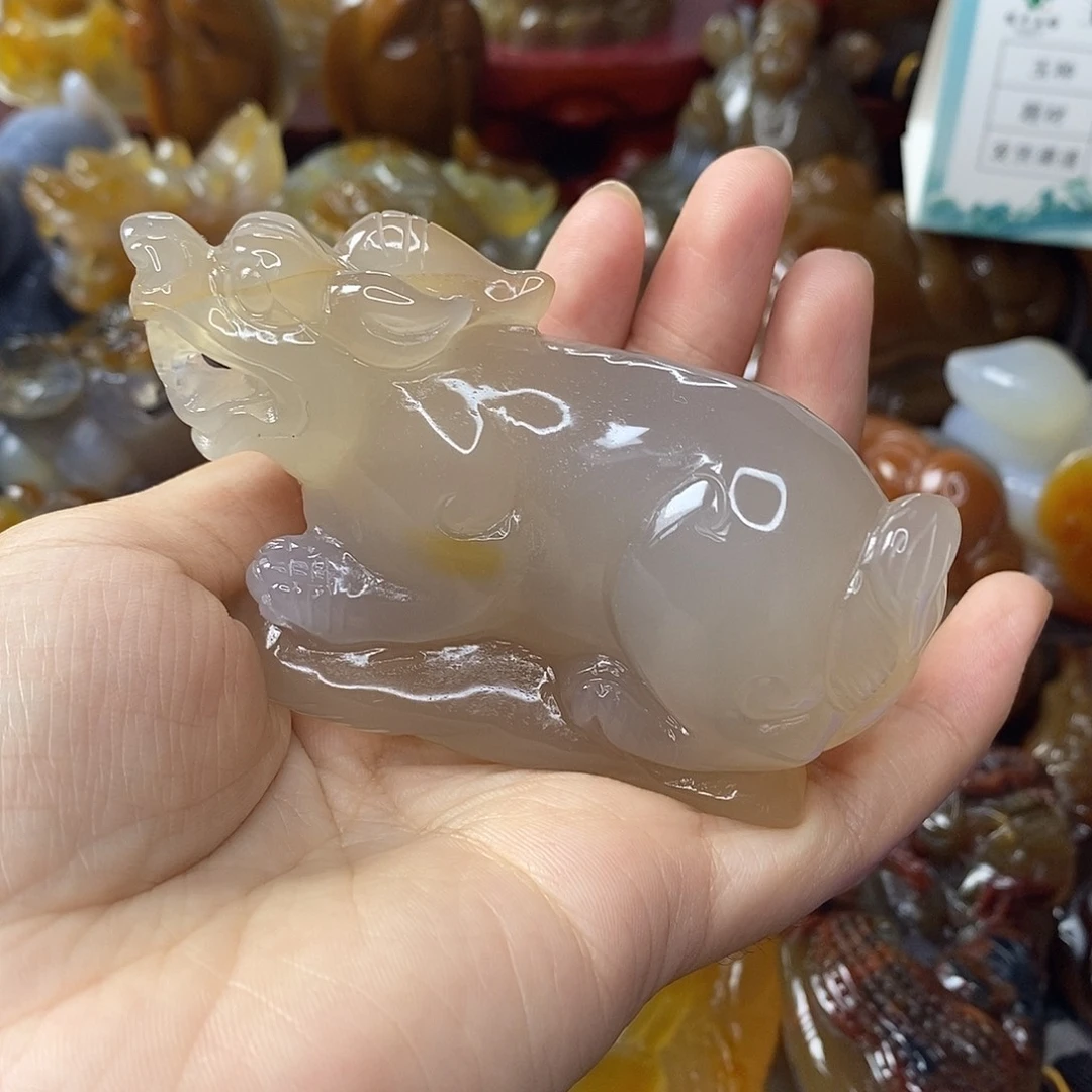 C***吖未镶嵌手把件玛瑙/玉髓