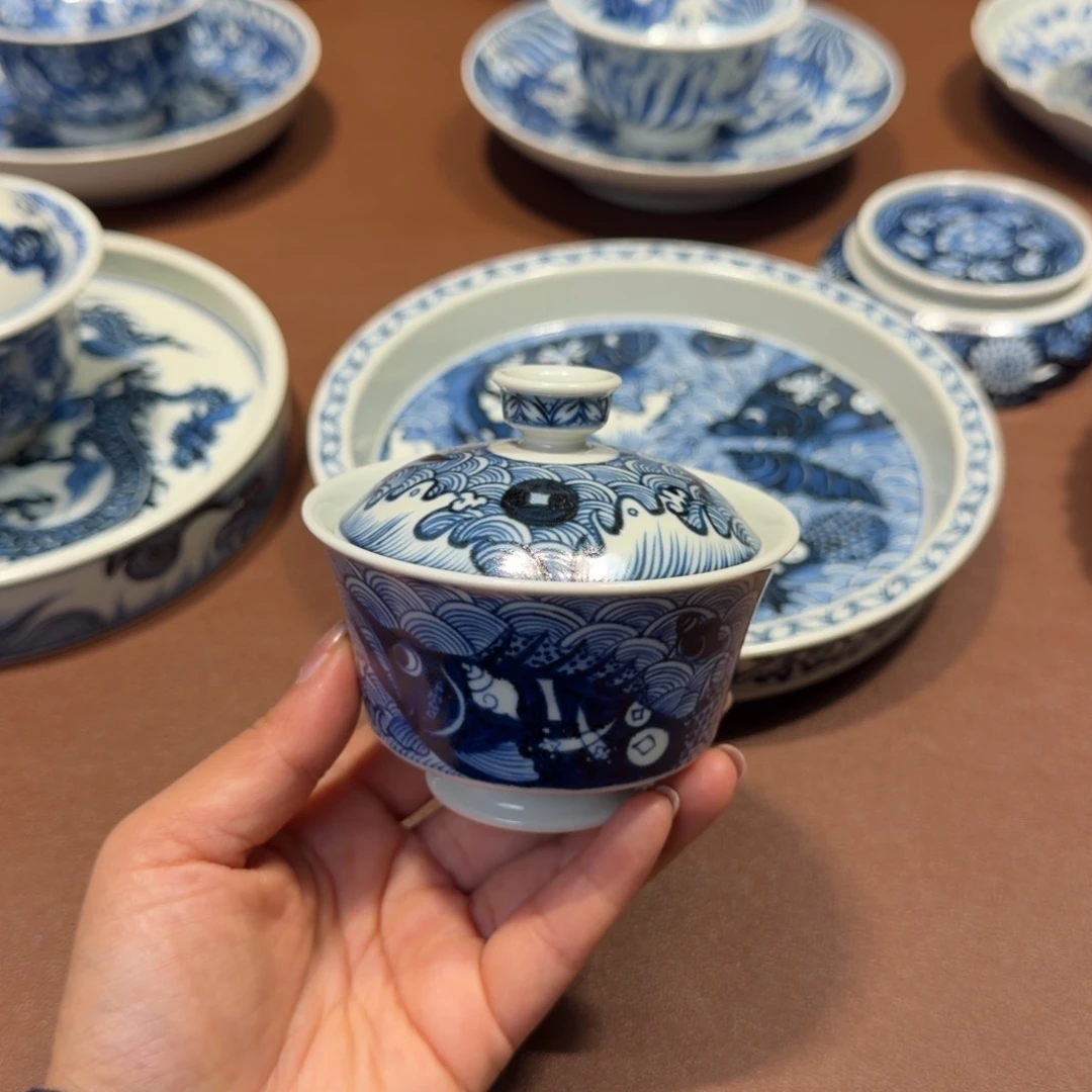 手工手绘茶具盖碗