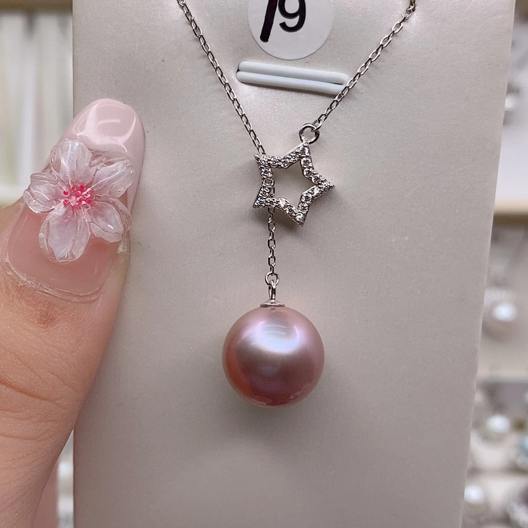 画***画淡水珍珠银S925镶嵌颈饰