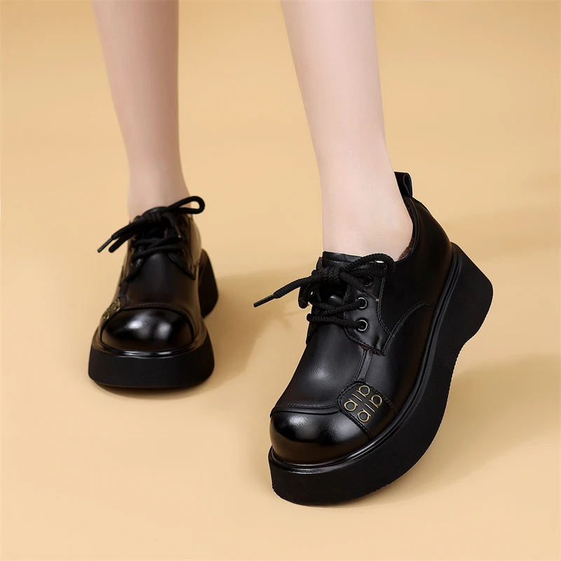 厚底乐福鞋女2025秋冬新款韩版加绒舒适显脚小软底百搭单鞋大码41