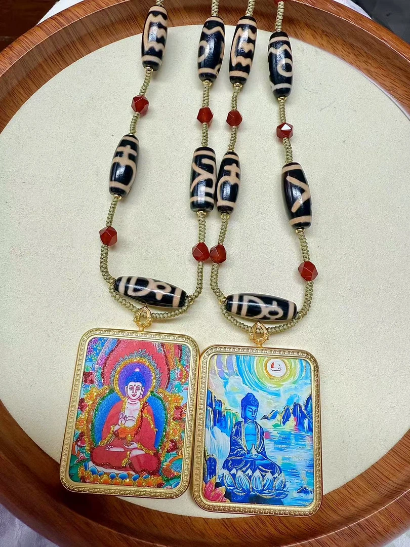 【灰姑娘原创】释迦摩尼药师佛双面大方牌项链M3263多样性发一