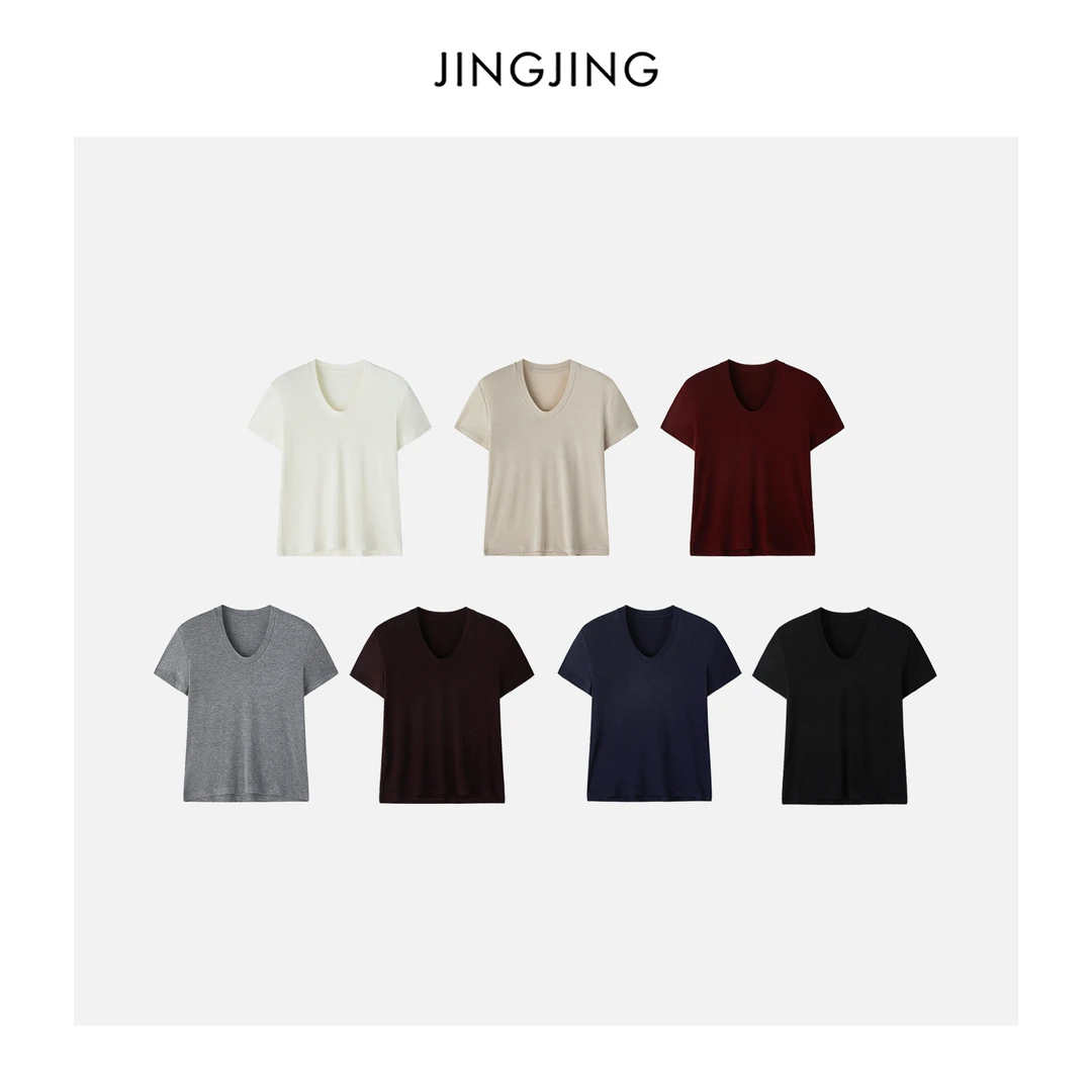 JINGJING2025新款“挚爱T”莱赛尔棉显白百搭休闲柔软透气轻薄T恤