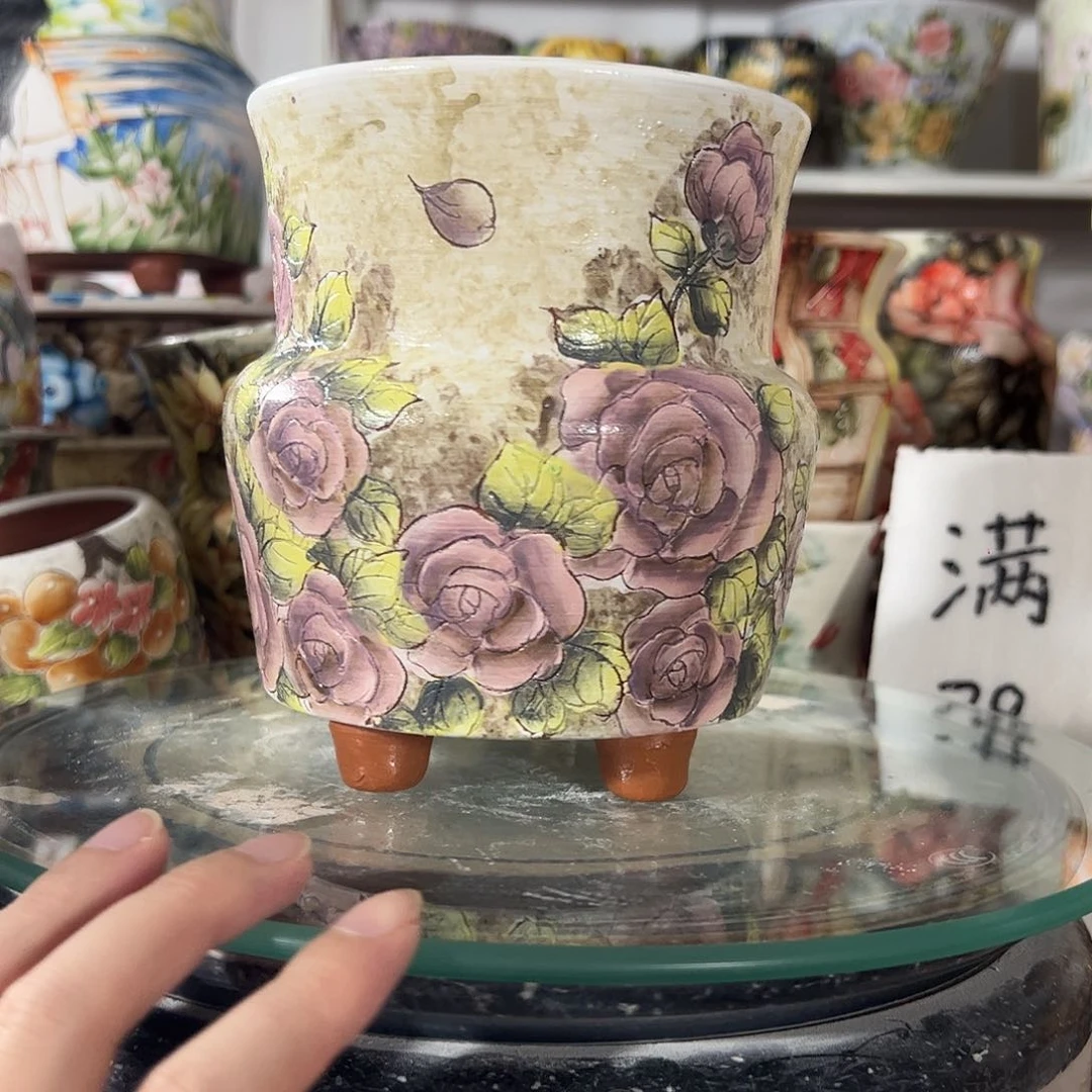 景德镇手绘花盆幸运花盆