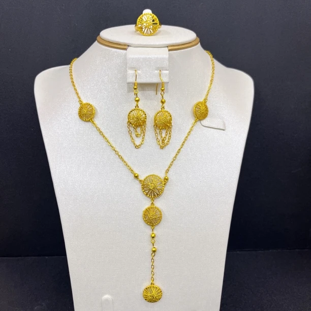 铜合金吊坠 铜合金吊坠 铜合金A64耳环戒指项链精美三件套