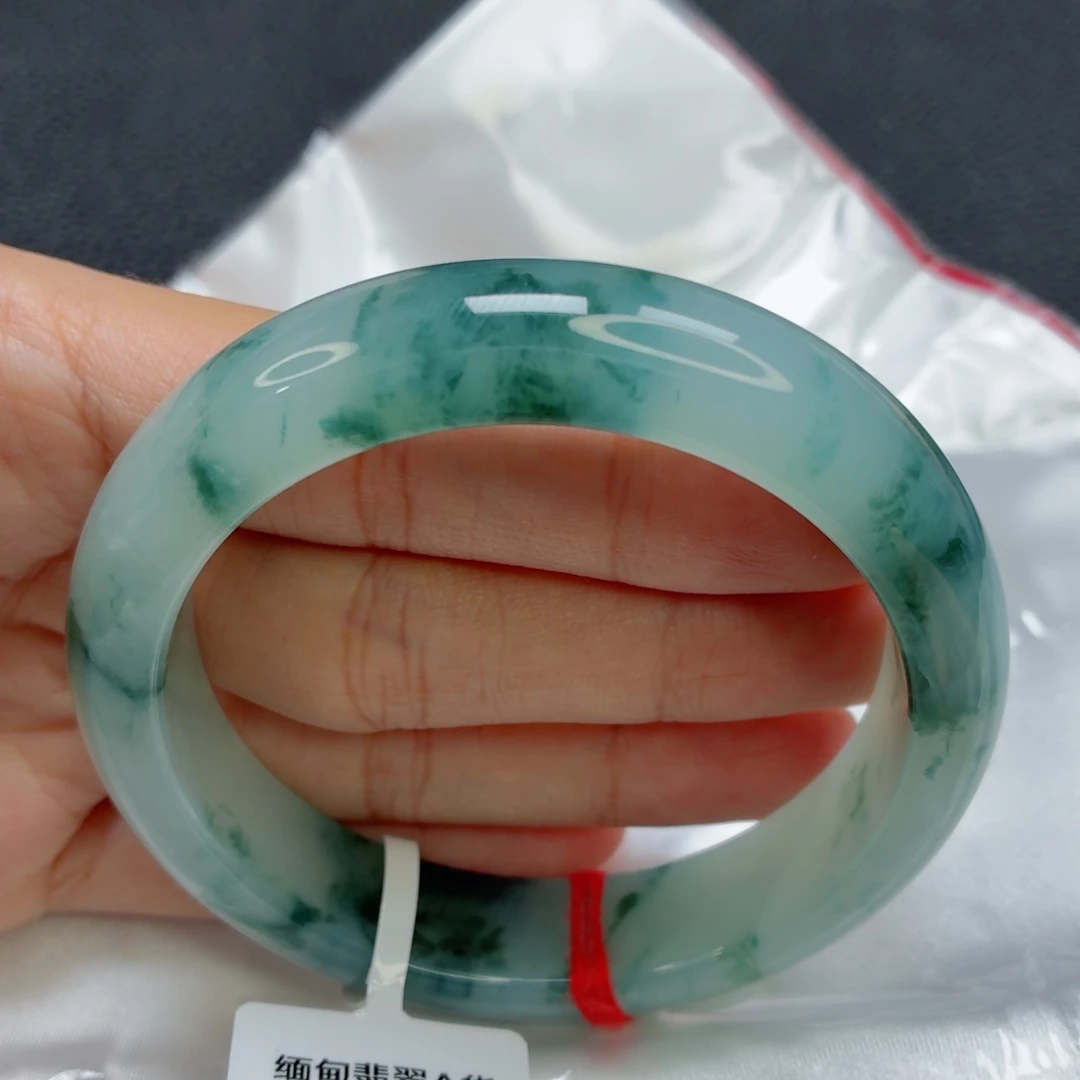 未镶嵌手镯翡翠老坑59圈冰胶飘花019