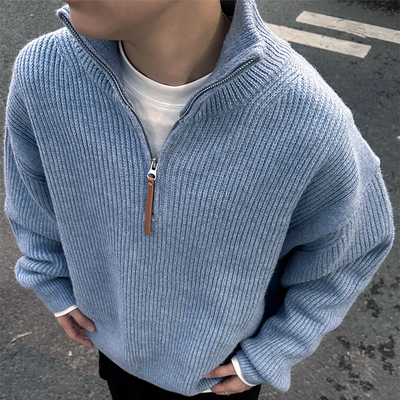 【中性慵懒毛衣】半拉链高领羊毛毛衣复古中性老钱风松弛慵懒上衣