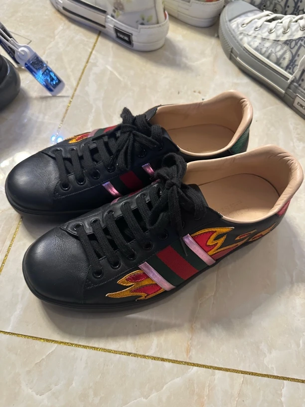 99新 GUCCI/古驰 古驰火焰板鞋 6 码 0414