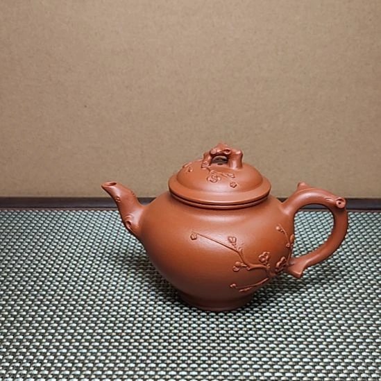紫砂茶壶自**然梅花报春壶朱泥半手工制作200ml