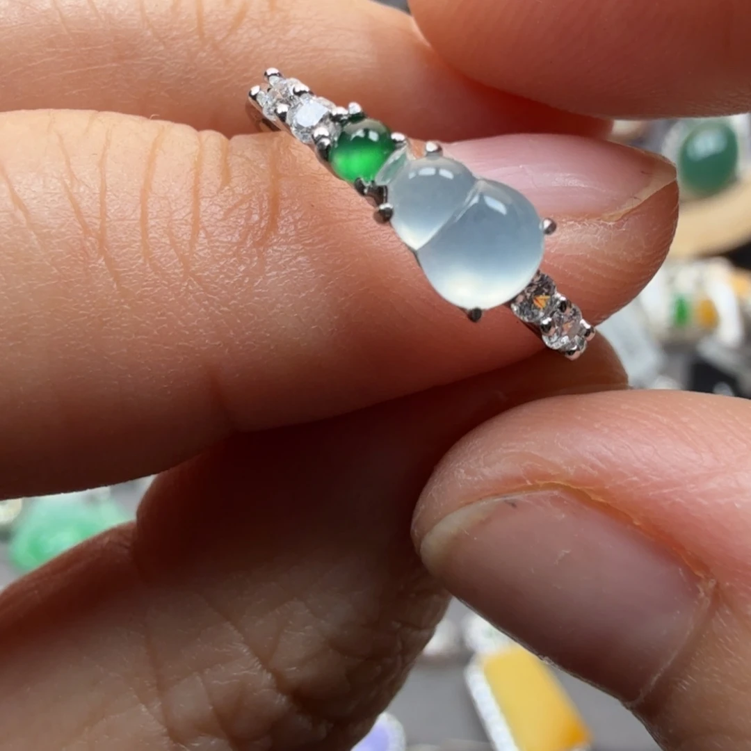 翡翠银S925镶嵌戒指8009