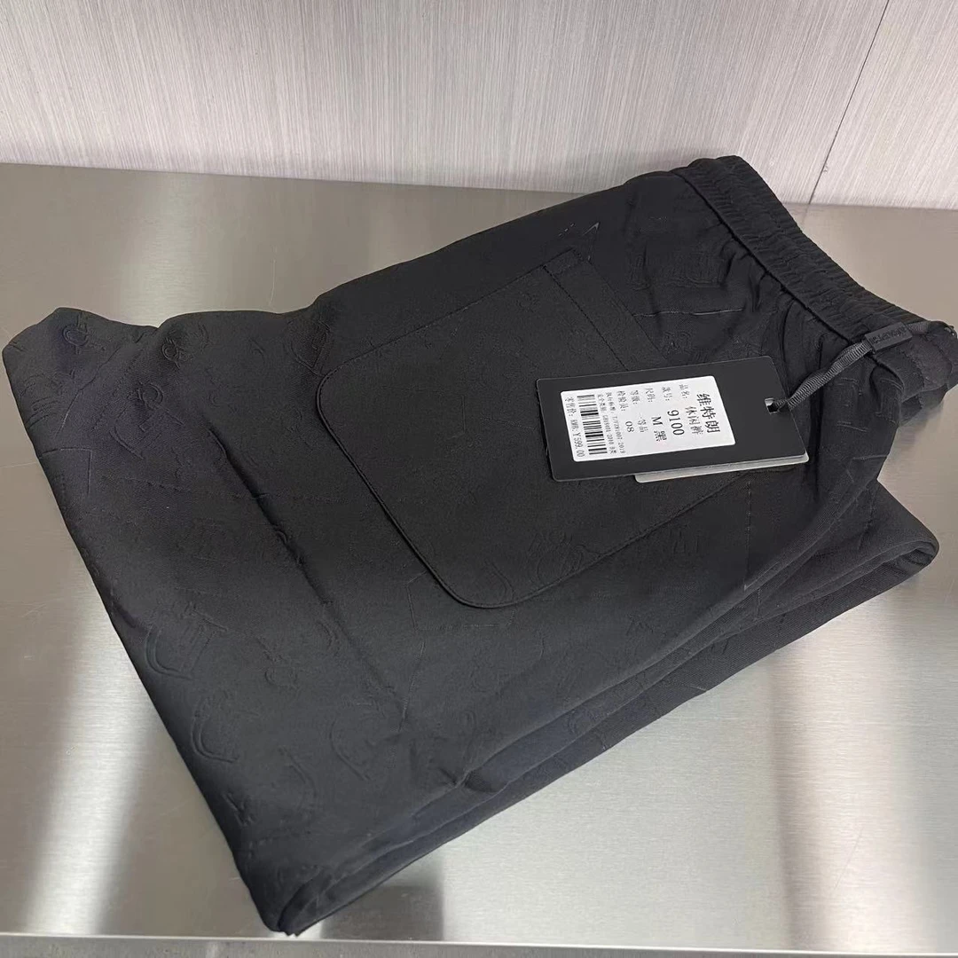 9100夏季新款男士时尚满身暗提花直筒休闲裤裤子