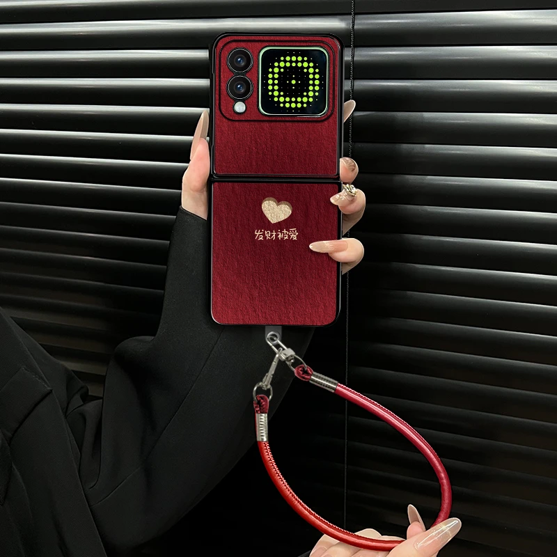 适用华为novaflip手机壳发财被爱小羊皮折叠壳全包简约保护套