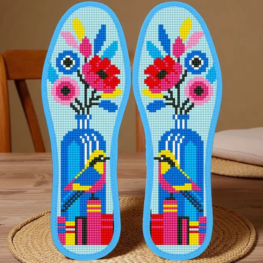 2026新款十字绣鞋垫子针孔绣花手工刺绣带针线印花半成品吸汗透气