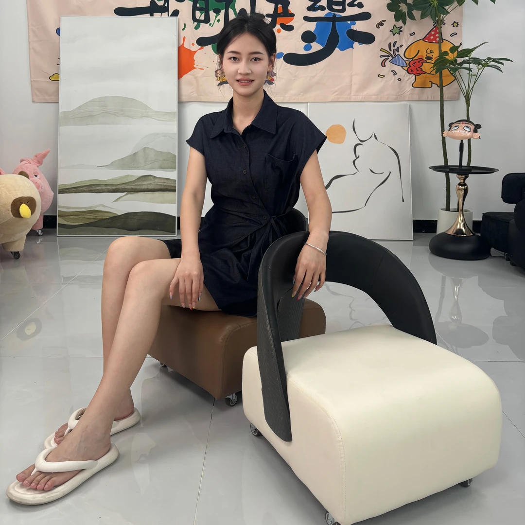 中古风轻奢单人休闲溜溜凳小户型客厅家用异形靠背阳台懒人溜溜凳