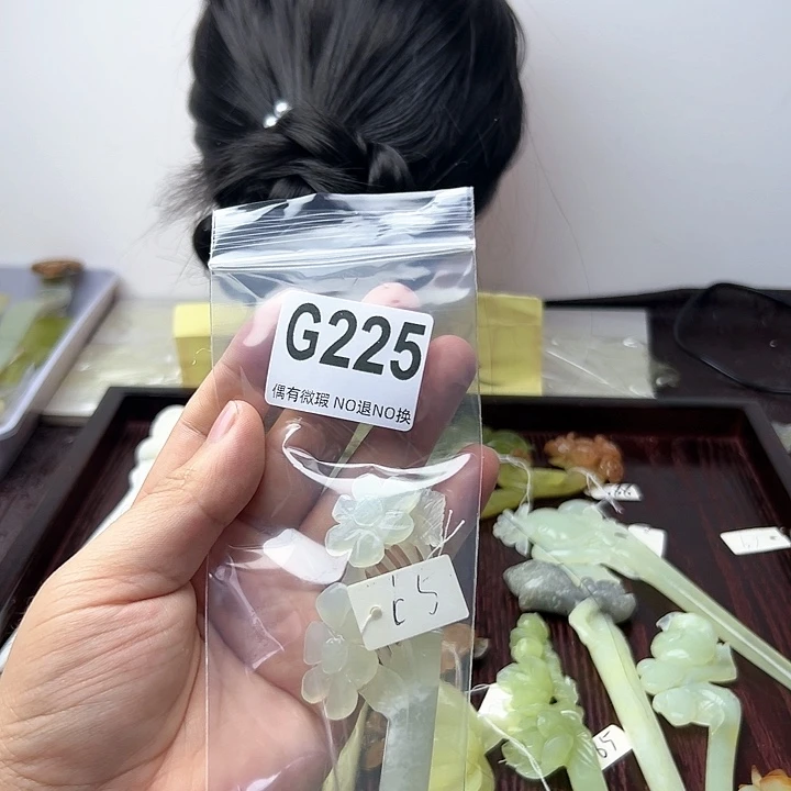 蛇纹石玉发饰合金*️***