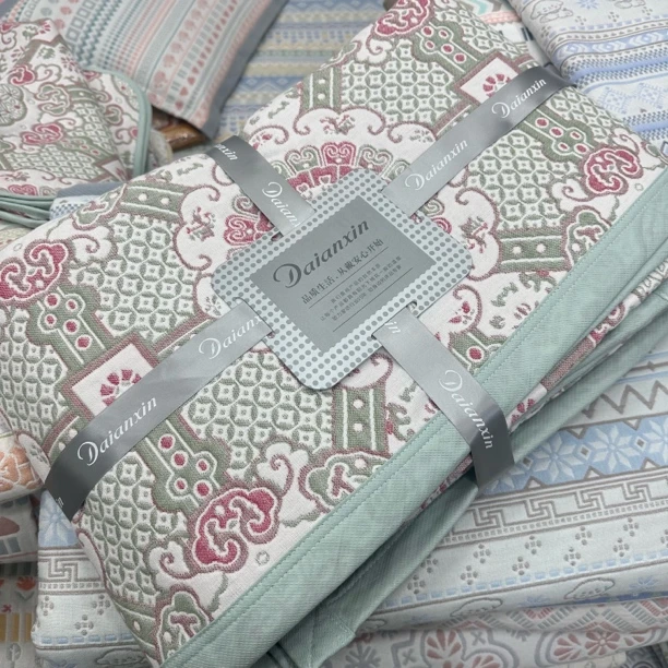 【龙韵】高端华夫格四边包边六层全棉纱布软凉席