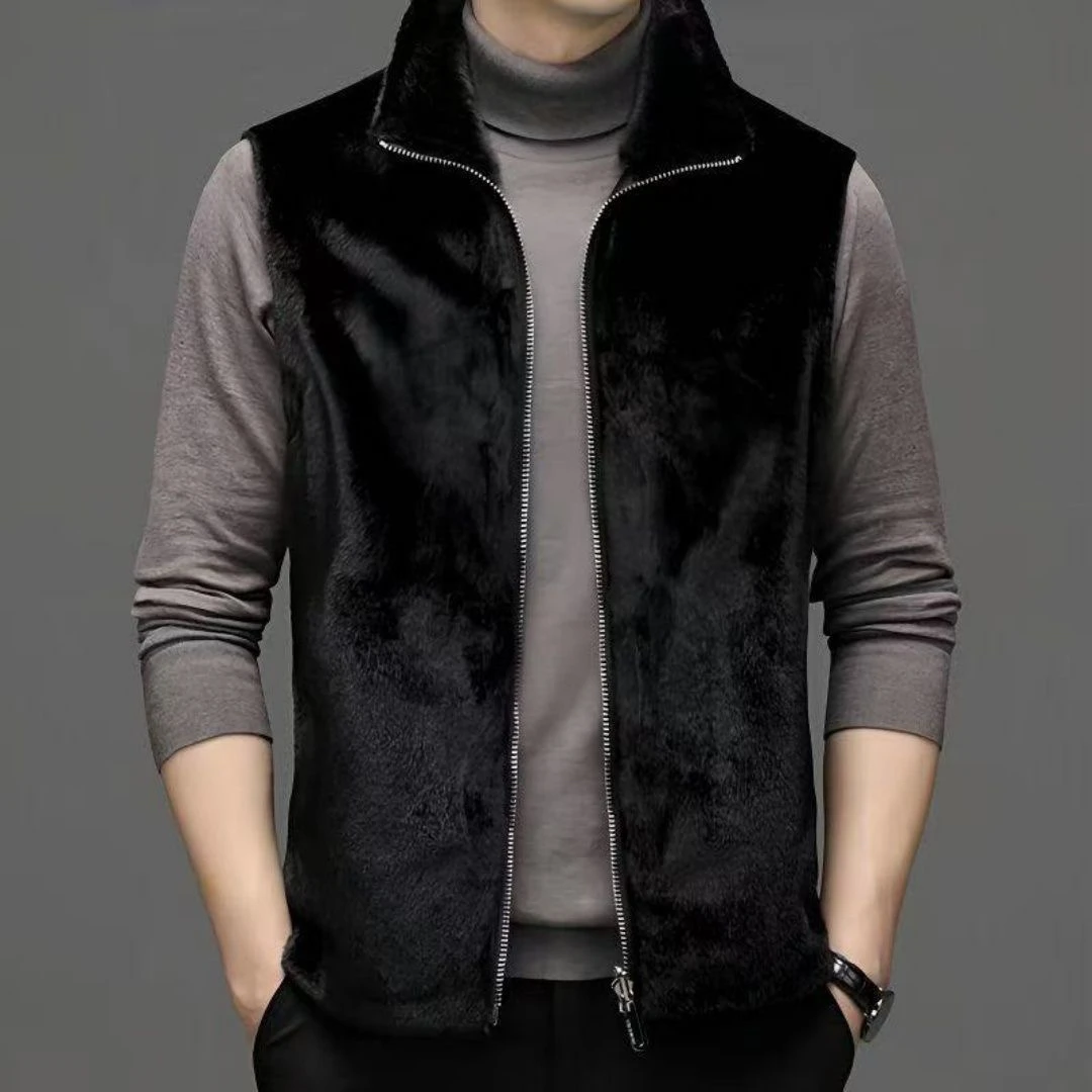 秋冬气质新款爆款皮毛一体双面穿马甲坎肩休闲立领貂绒马甲立领