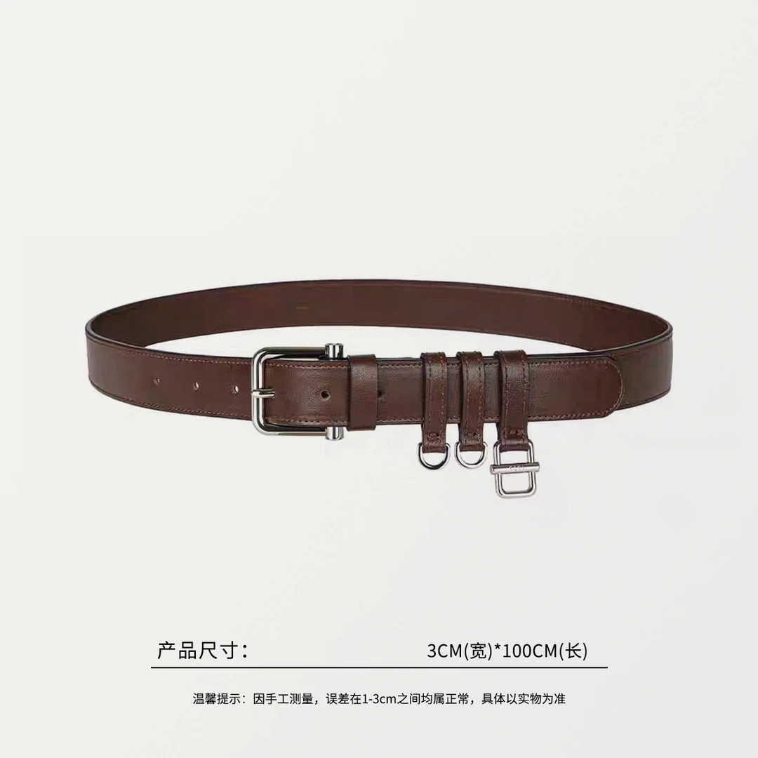 59219 出韩OS牛皮棕色时尚挂扣腰带 尺寸：宽3cm，长100cm